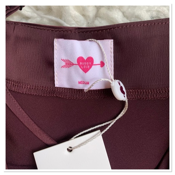 NWT Buddy Love Celine Silk Slip Dress Wine Color Size Medium - Picture 5 of 8